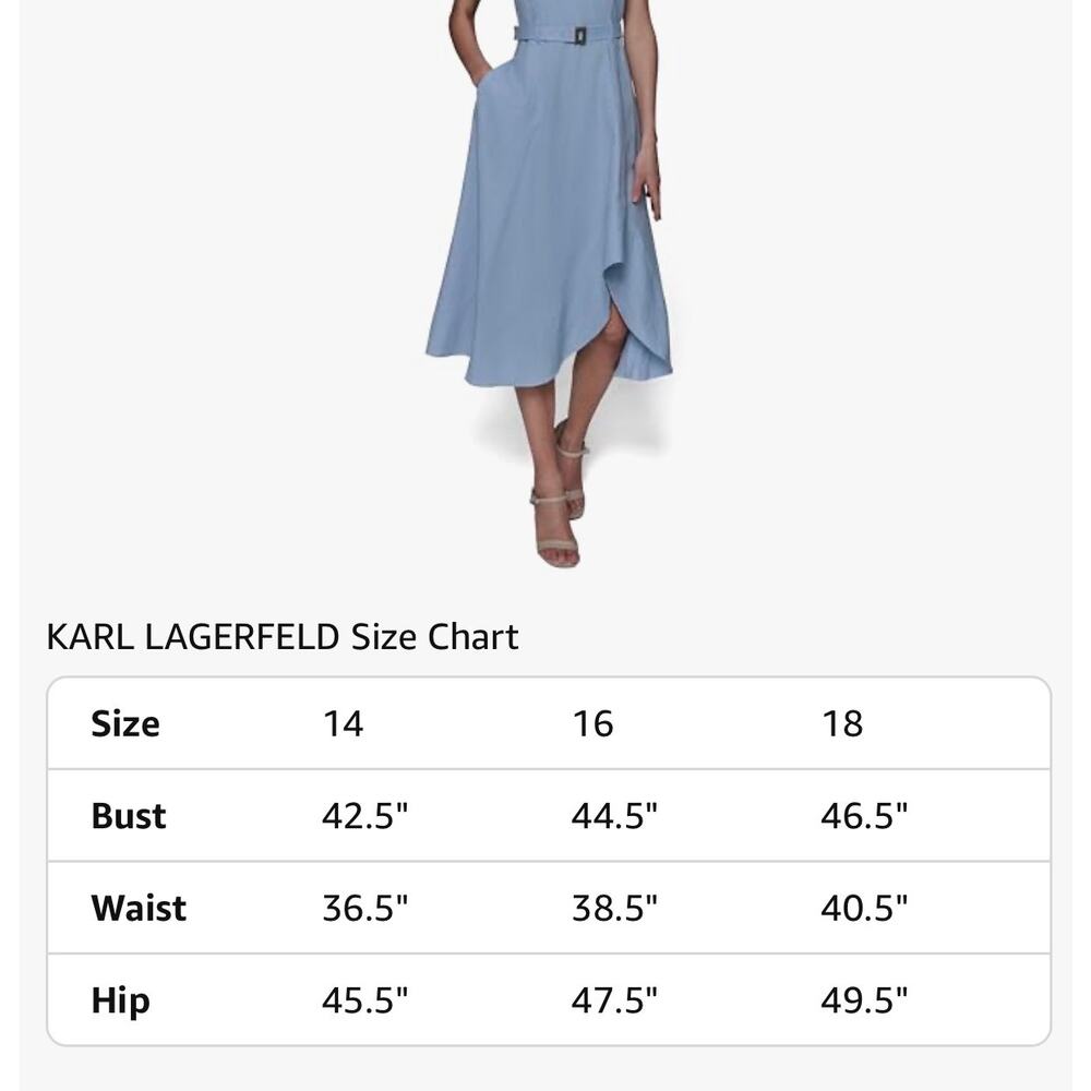 Karl Lagerfeld Paris Women’s Sleeveless Blue Midi Dress High Low Hem Wedding 16 - Picture 7 of 15